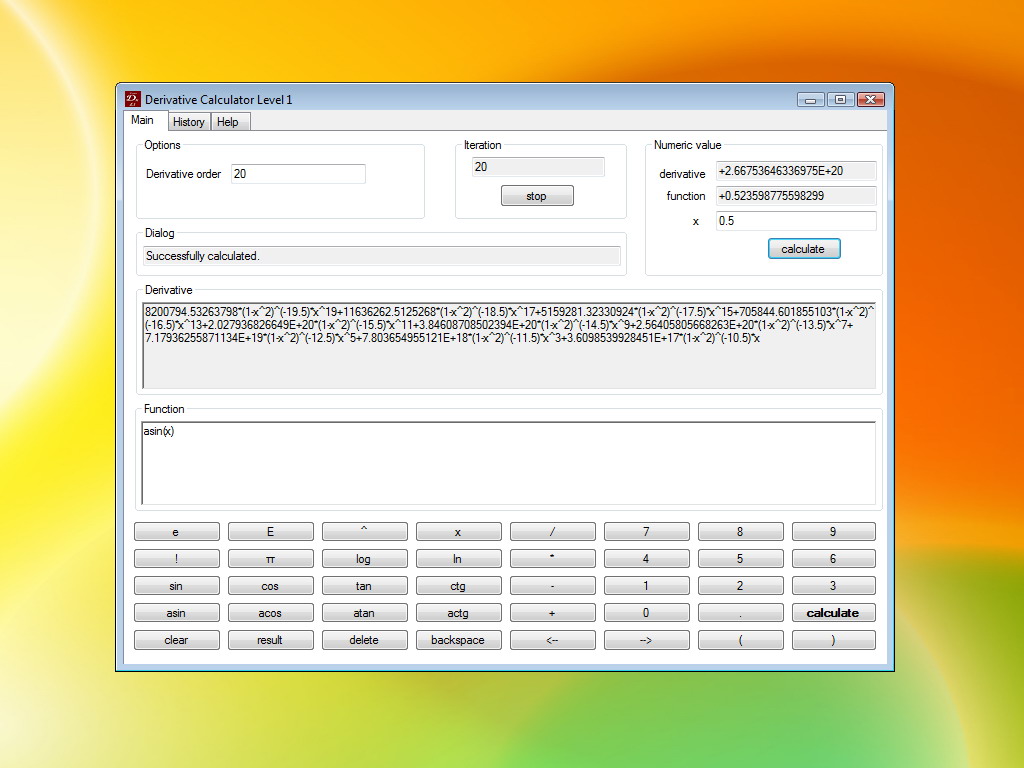 Derivative Calculator Level 1 in Windows Vista