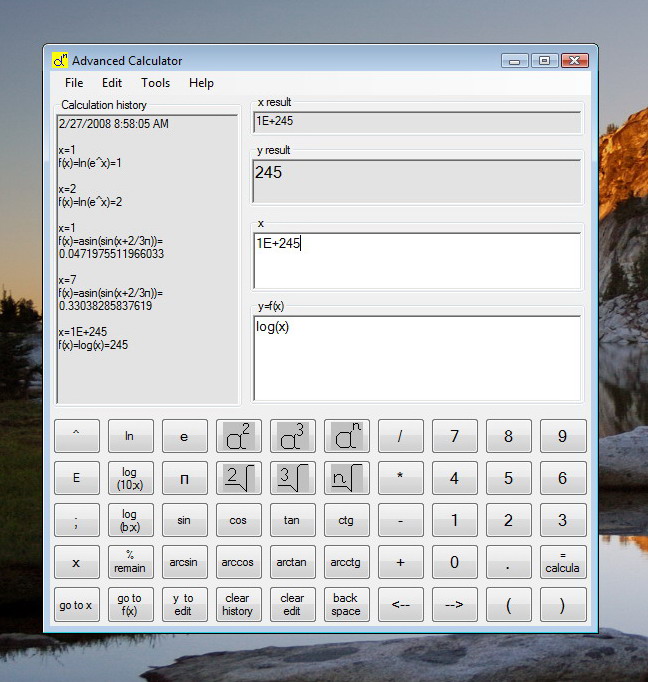 Advanced Calculator in Vista