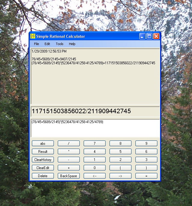 Simple Rational Calculator screenshot