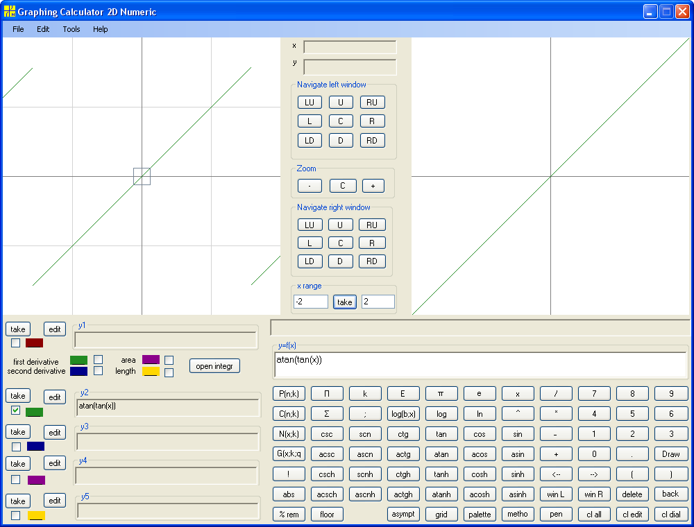 y=arctan(tan(x))