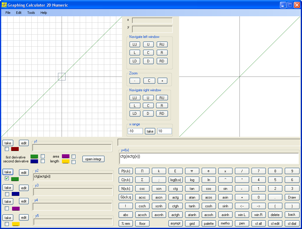 y=ctg(arcctg(x))