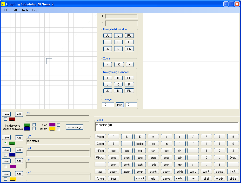 y=tan(arctan(x))