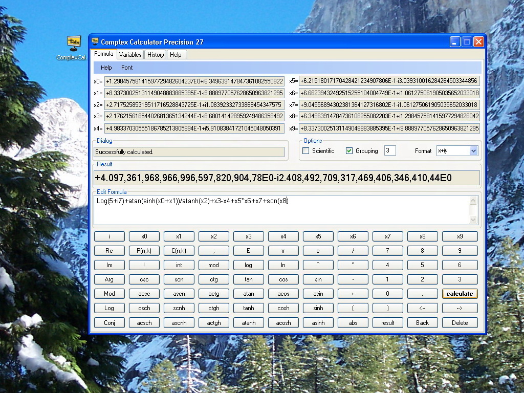 Complex Calculator Precision 27 in XP