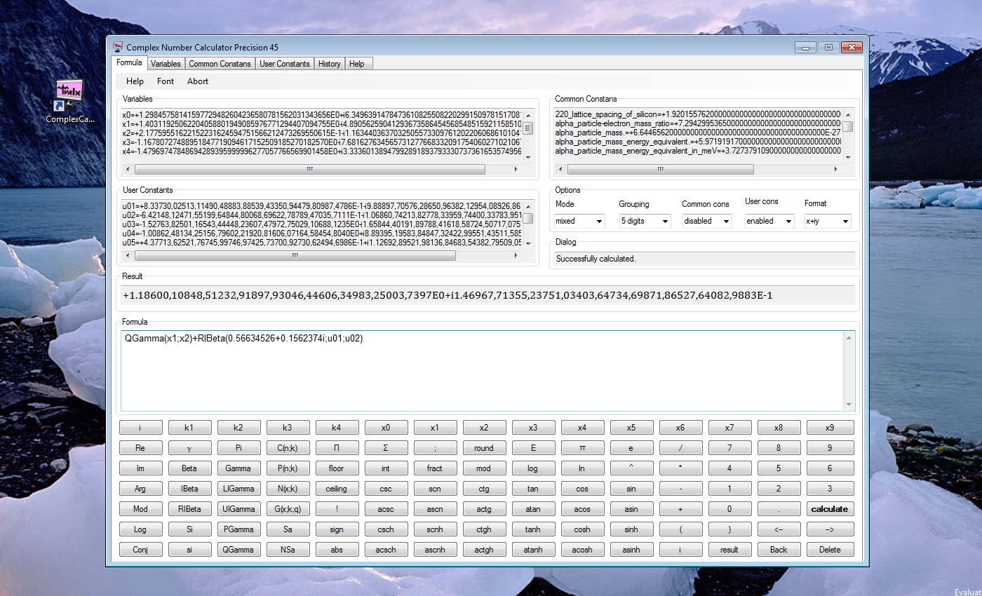 Complex Number Calculator Precision 45 in Windows 7