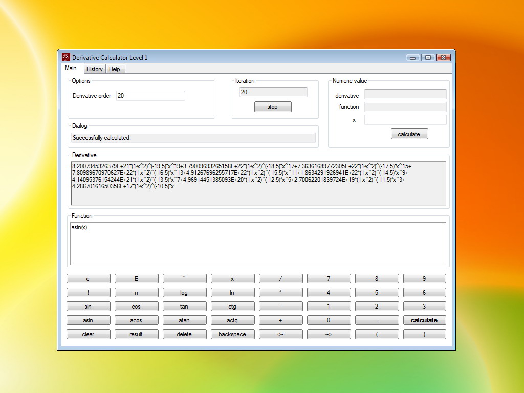 Derivative Calculator Level 1 in Windows Vista