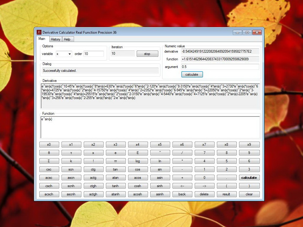 Derivative Calculator Real 36 in Vista