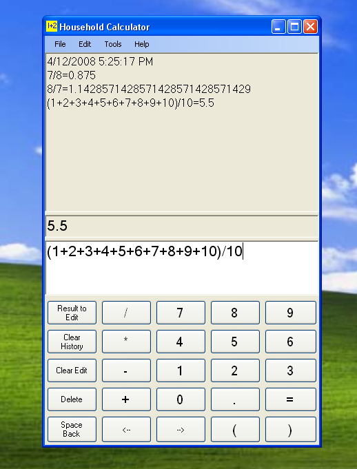 Household Calculator in XP