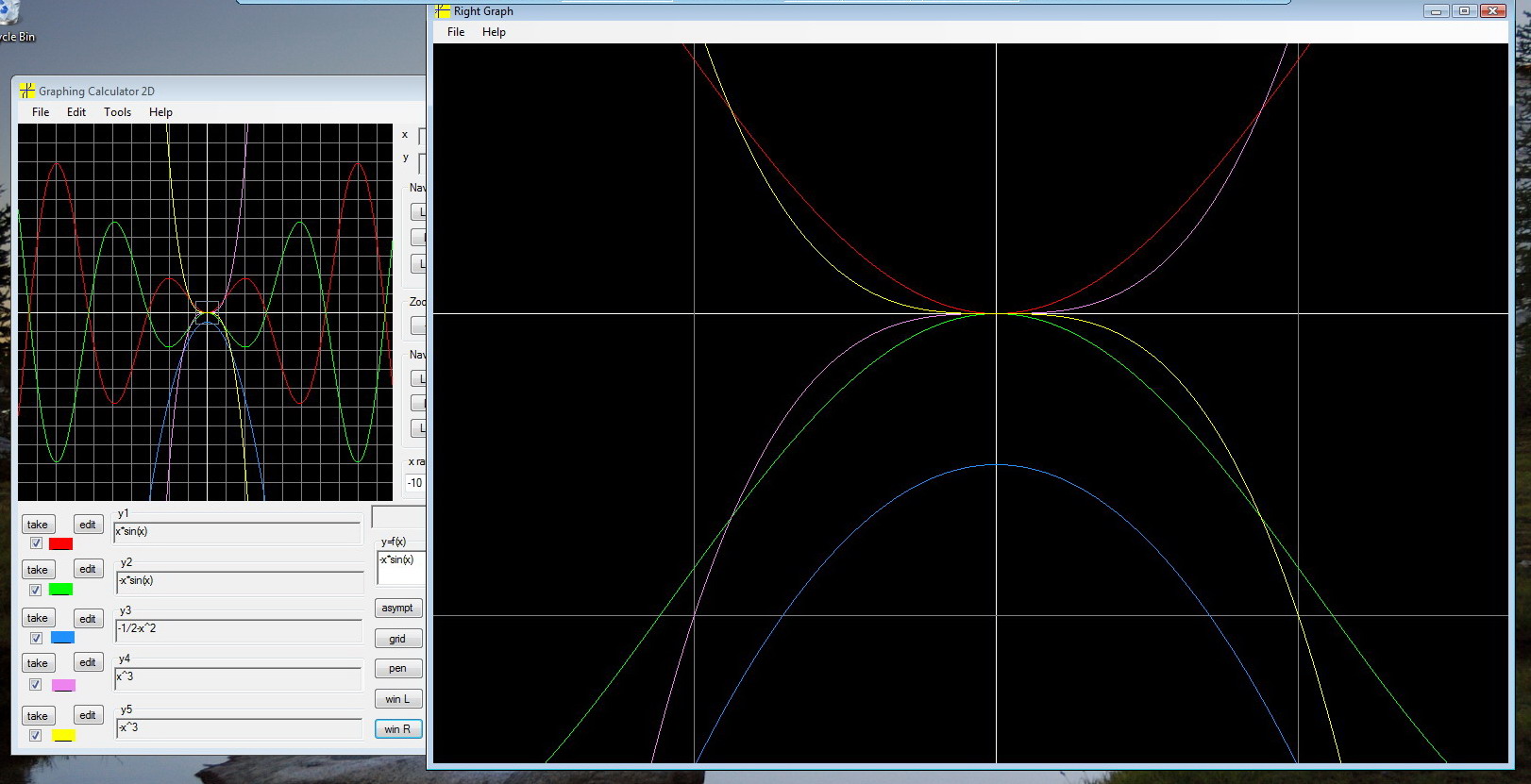 Graphing Calculator 2D with open Right Window