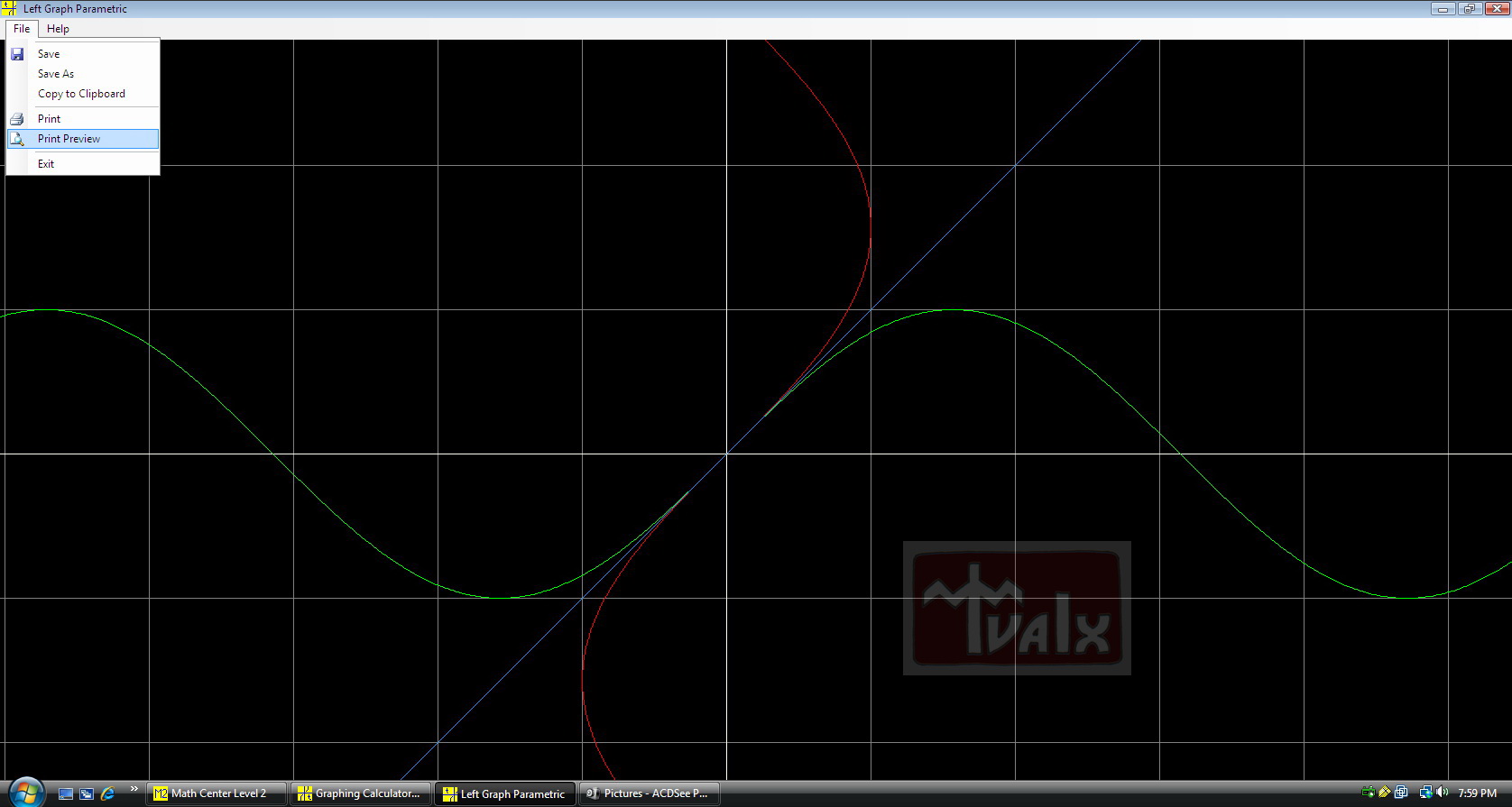 Graphing Calculator 2D Left Window