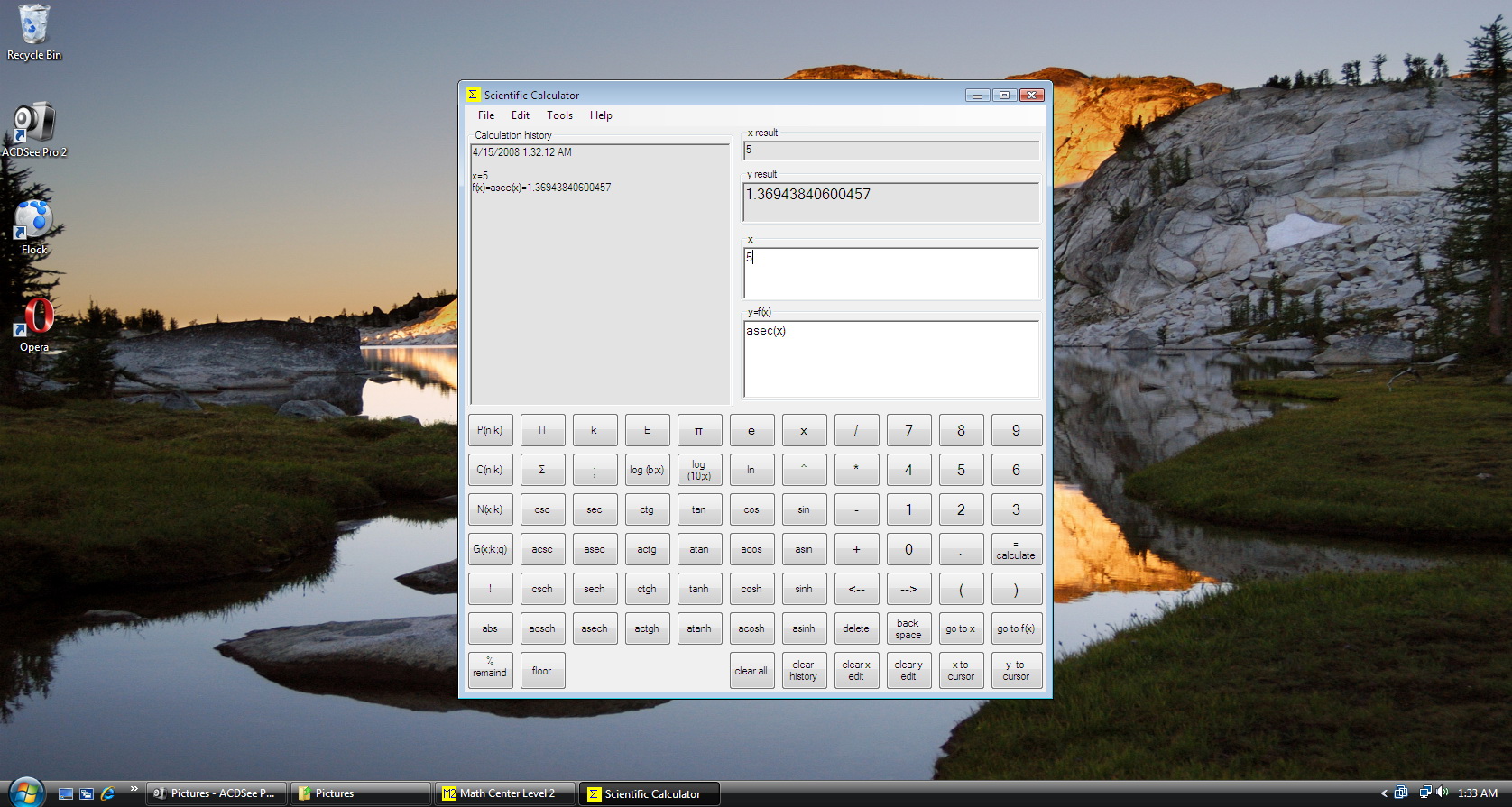 Scientific Calculator in Vista