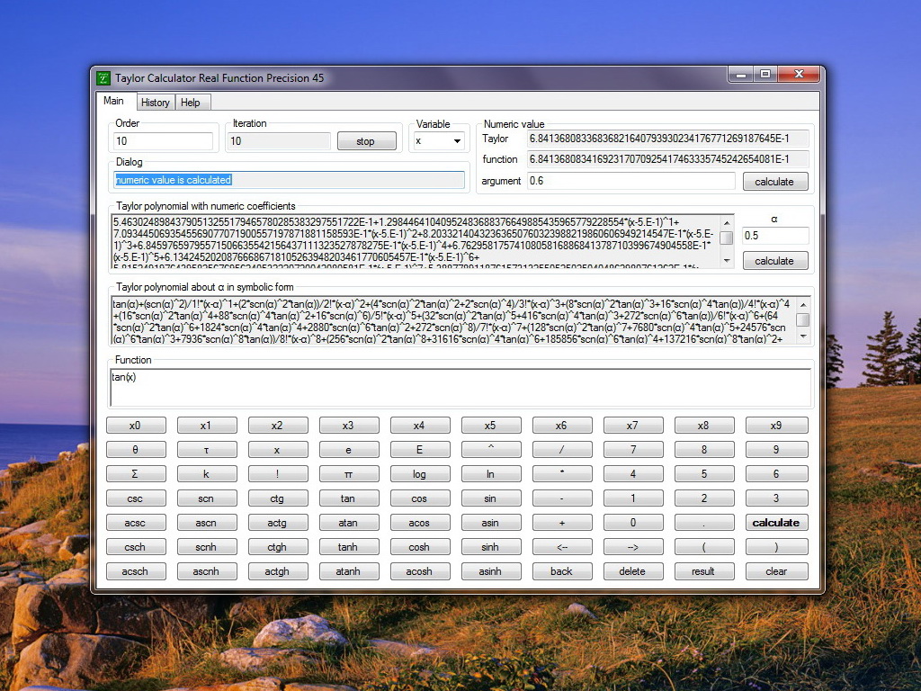 Taylor Calculator Real 45 in Windows 7