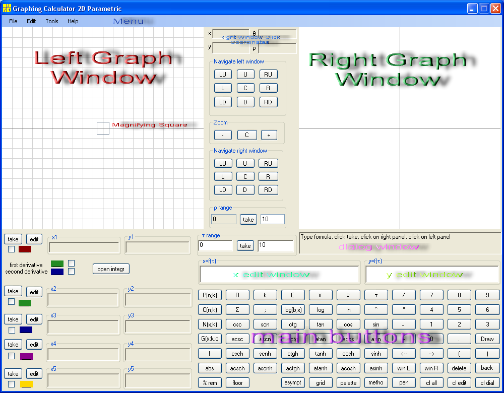 Graphing Calculator 2D Parametric Controls